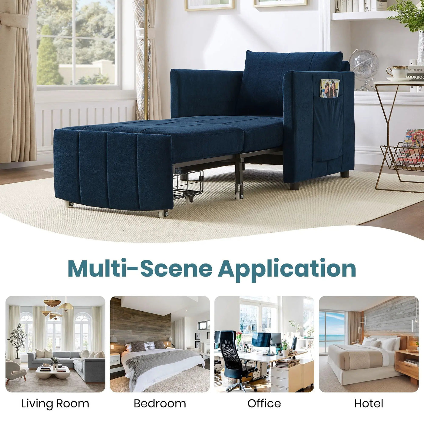 Upholstered Convertible Sleeper Sofa With 5 Position Backrest, Side Pockets, Storage by HouseOfZazla