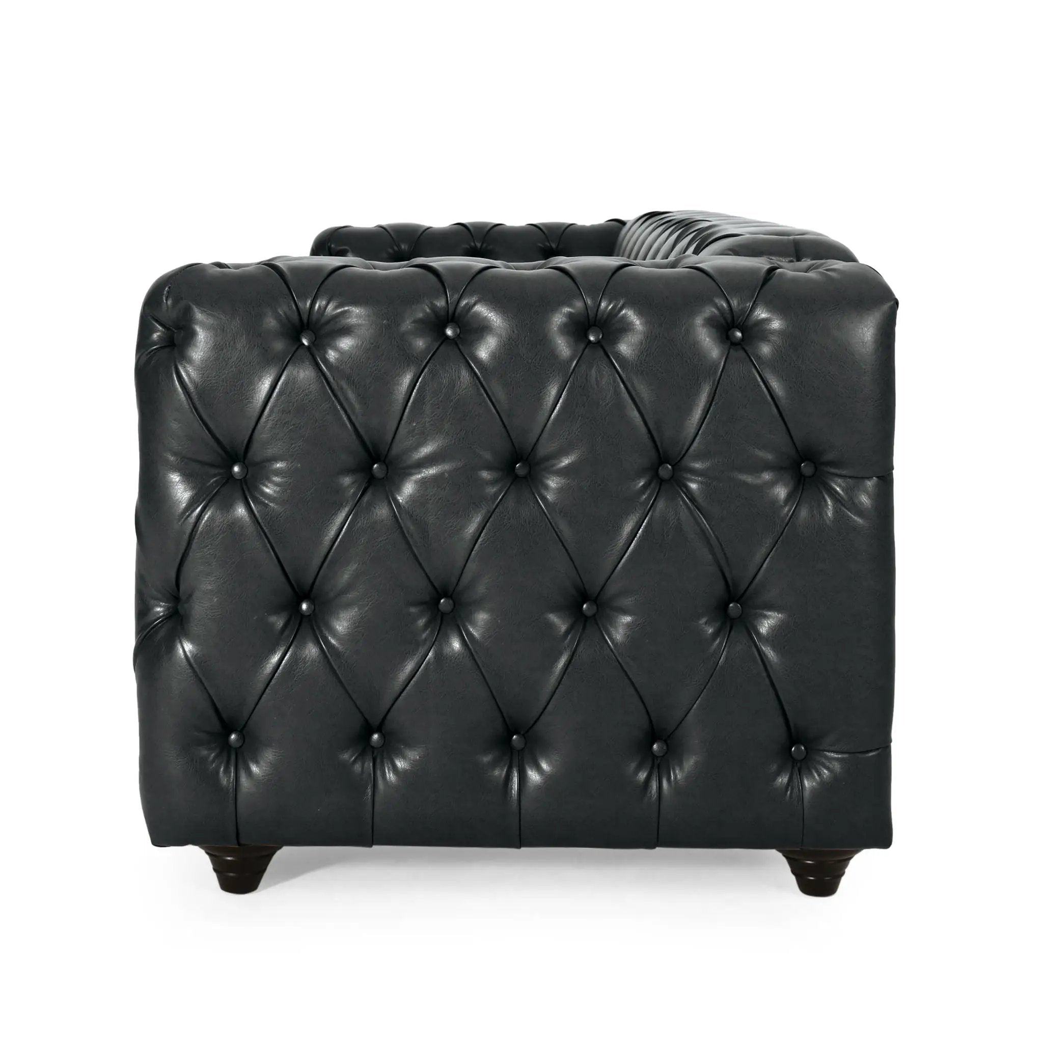 Comfy 3 Seat Sofa with Wooden Legs - Black by HouseOfZazla
