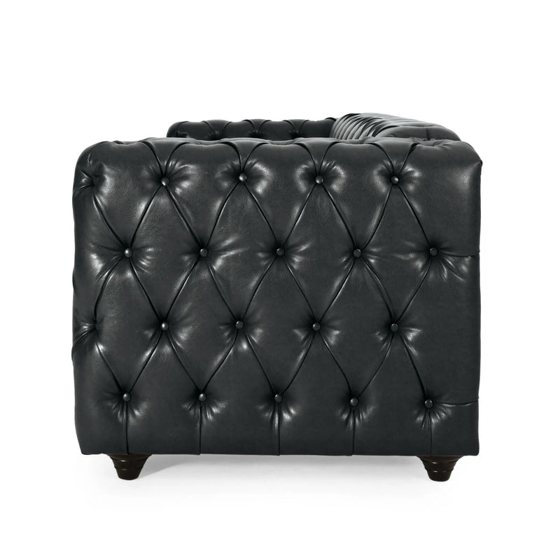 Comfy 3 Seat Sofa with Wooden Legs - Black by HouseOfZazla