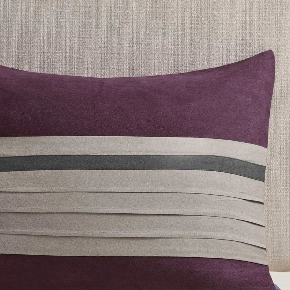 7 PC Pieced Faux Suede Comforter Set Purple King by HouseOfZazla
