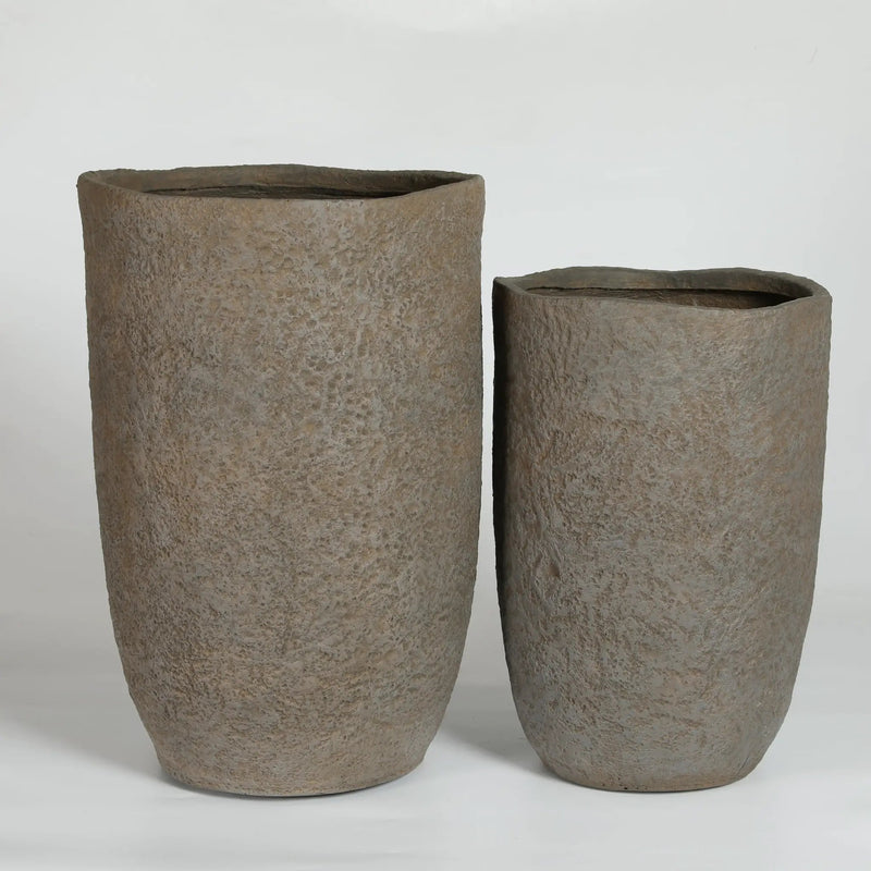 Round Concrete Planter Set of 2, Large Indoor & Outdoor Planter Pots by HouseOfZazla