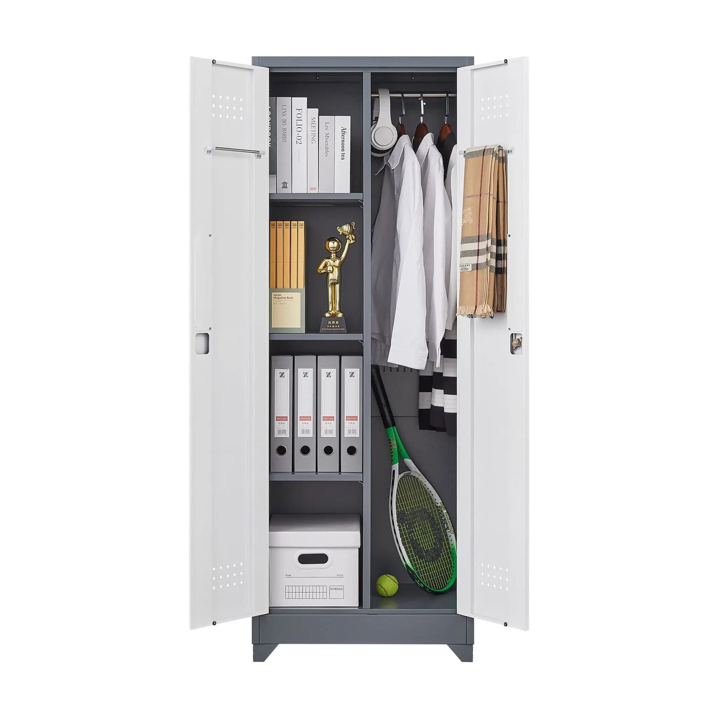 Lockers With Locking Doors, Adjustable Shelves, High Broom Tool Storage Cabinet by HouseOfZazla