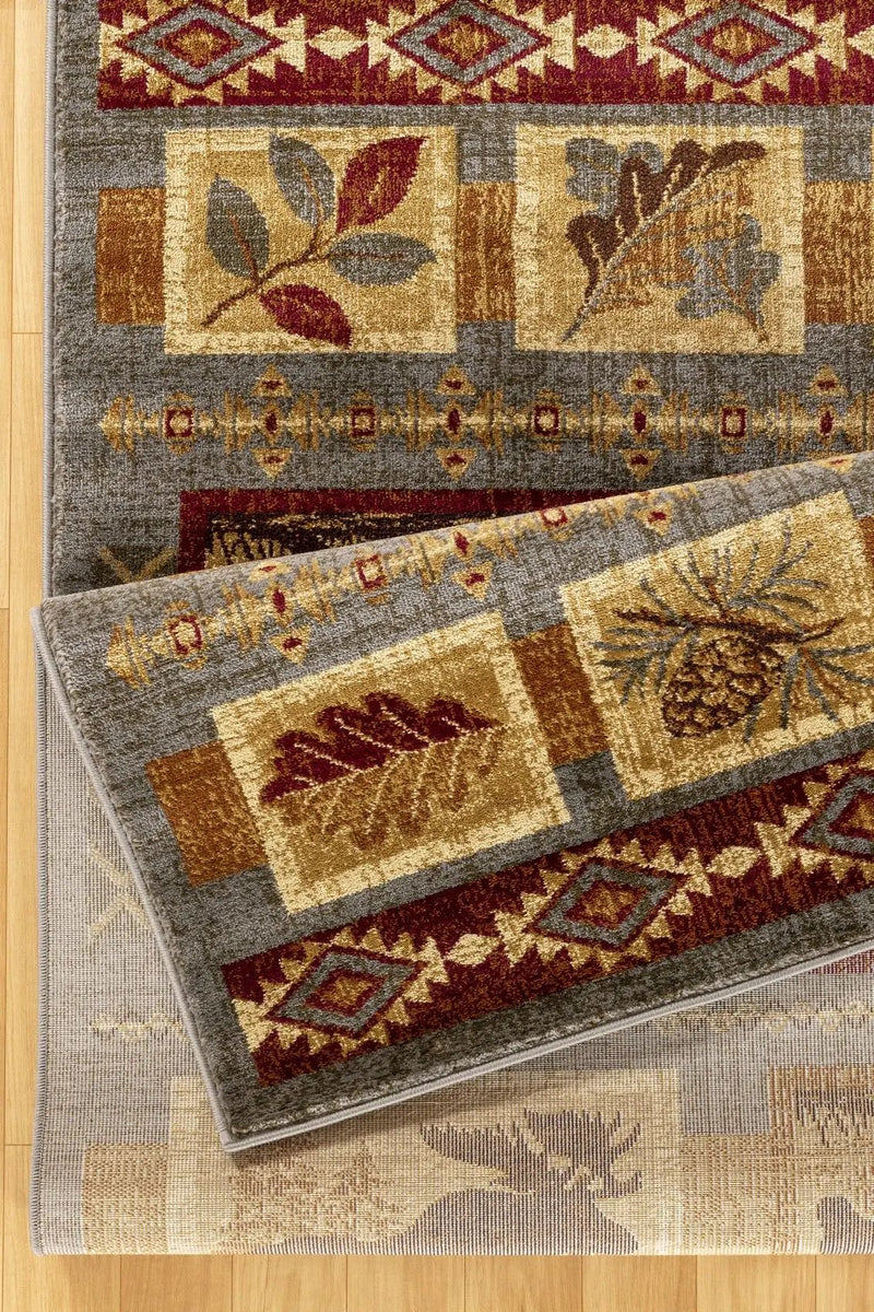 Nature's Nest - 5'3" X 7'3" Lodge Area Rug - Multi, Blue by Unique Piece Furniture