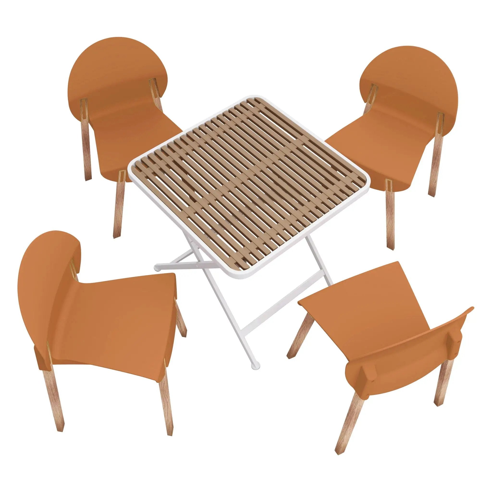 4 Piece Set Of Single Chairs With A Folding Square Table by Unique Piece Furniture