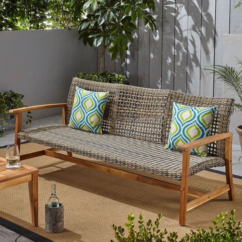 Outdoor 3 Seater Sofa With Rattan Cover - Gray by HouseOfZazla