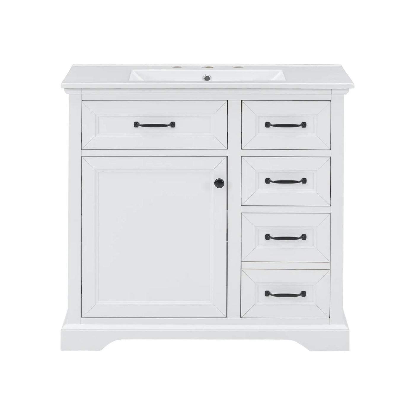 36" Bathroom Vanity With Sink, 2 Tip-Out Drawers, Soft Close Hinges by HouseOfZazla