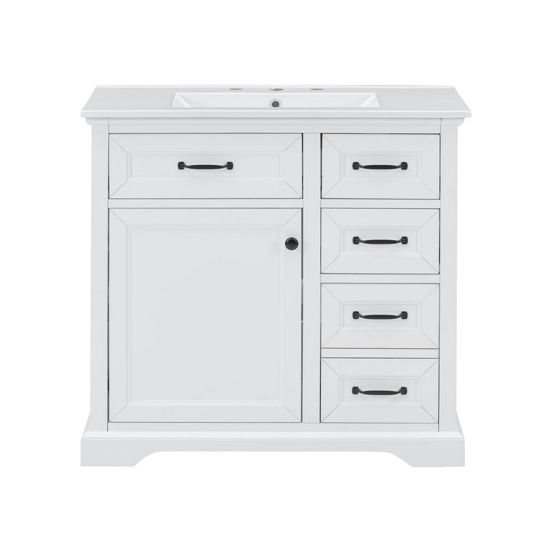 36" Bathroom Vanity With Sink, 2 Tip-Out Drawers, Soft Close Hinges by HouseOfZazla