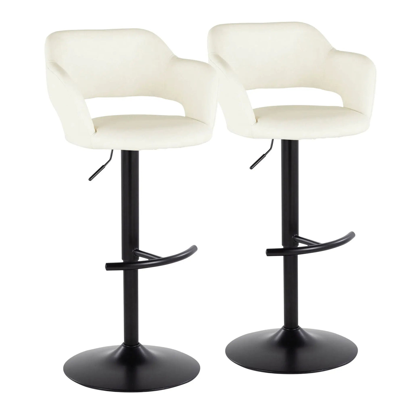 Margarite - Contemporary Adjustable Barstool With Swivel With Rounded T Footrest (Set of 2) by HouseOfZazla