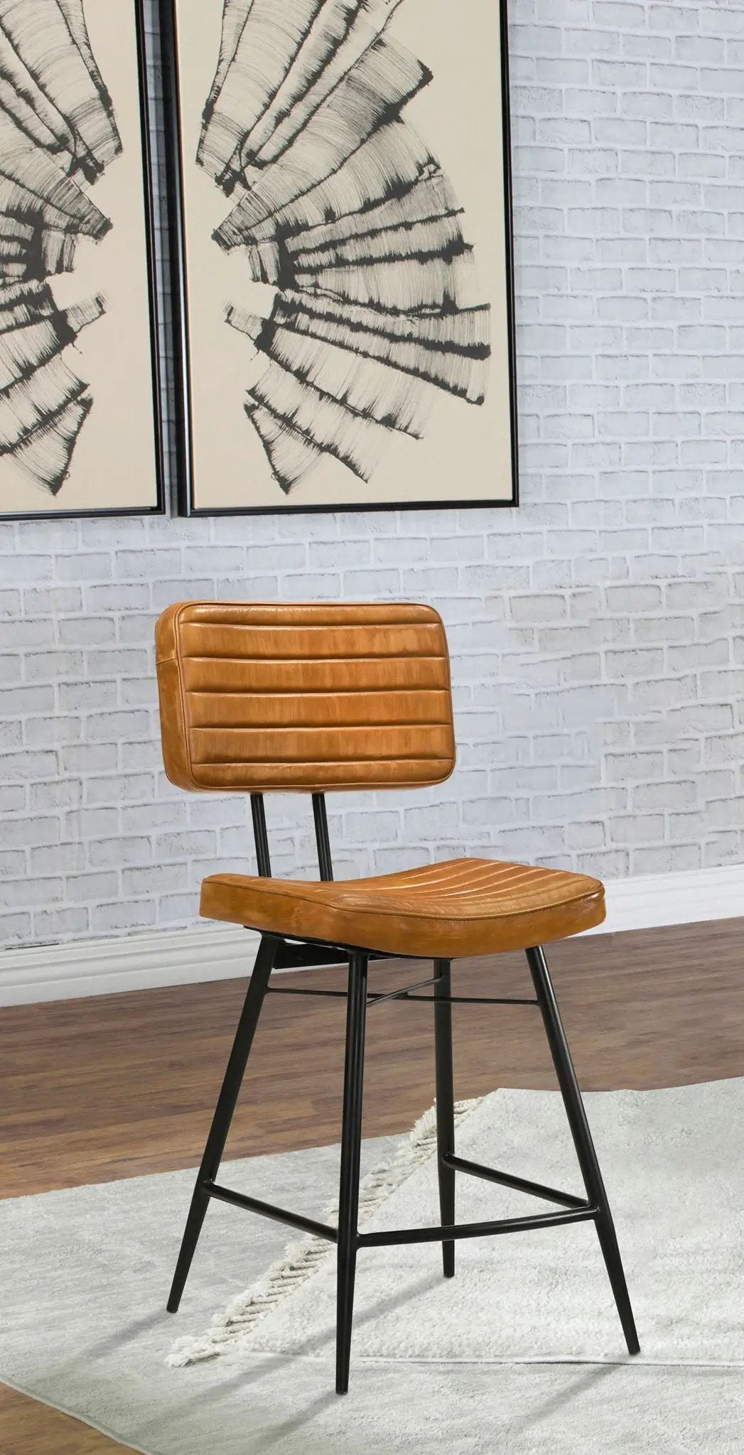 Partridge Leather Counter Chair Antique Camel (Set of 2) by Unique Piece Furniture