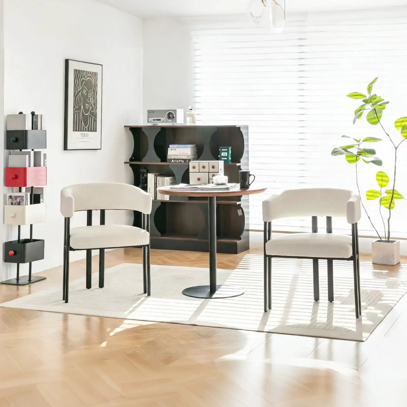 Modern Dining Upholstered Barrel Chair With Curved Back And Armrests by HouseOfZazla