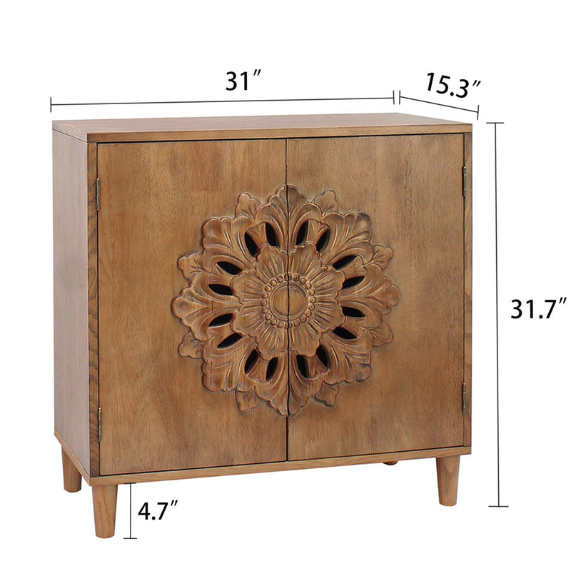 Rustic Hand-Carved Wooden 2-Door Cabinet, photo 5 of 10
