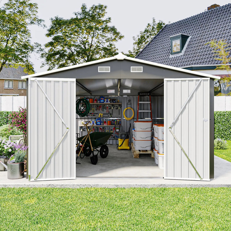 Campcraft Outdoor Storage Shed 10x14 FT with 3 Lockable Doors by HouseOfZazla