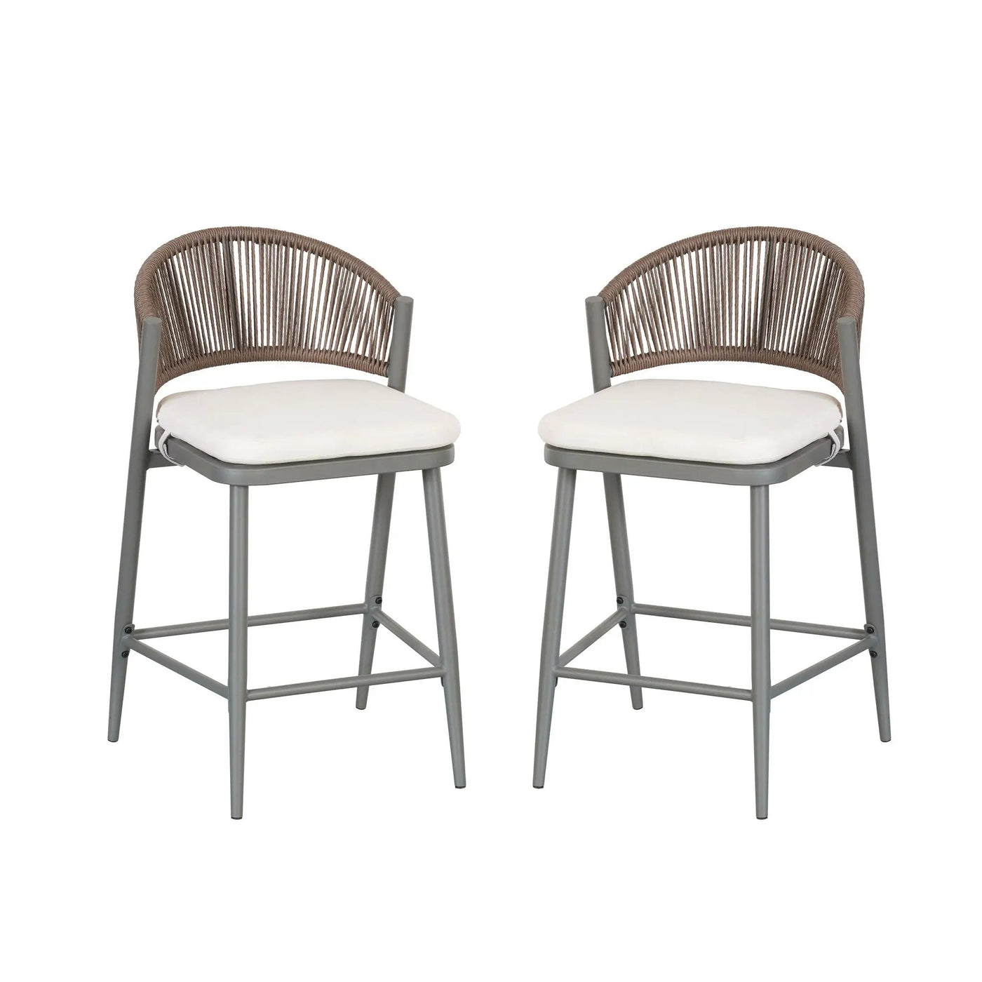 Outdoor 26" Counter Height Metal Frame Counter Stools With Scallop Shaped Backrest & Water Resistant Cushions by HouseOfZazla