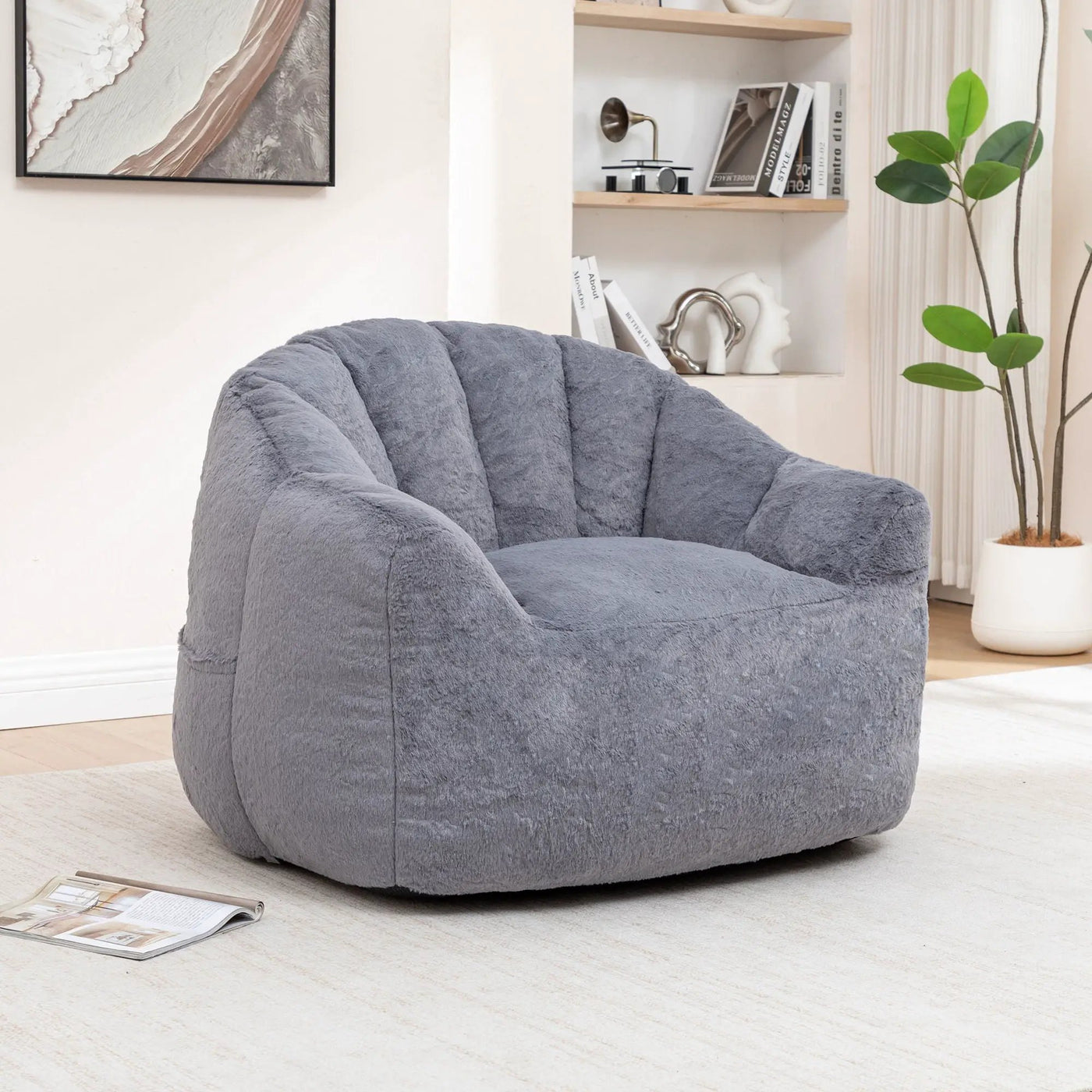 Beanbag Chair, Beanbag Sofa Chair With Armrests Stuffed High Density Foam by Unique Piece Furniture