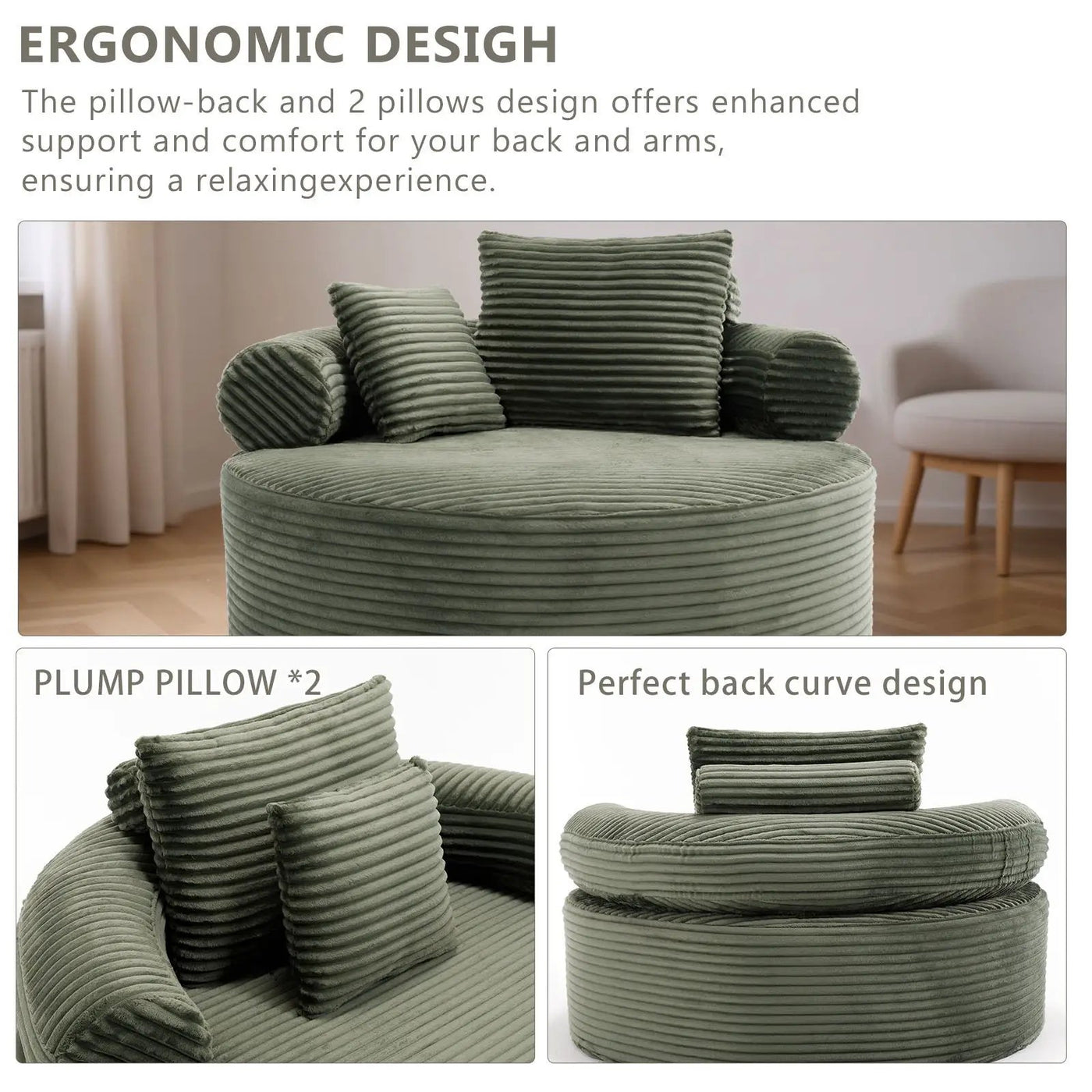 Round Sofa Bed With 3 Pillows For Living Room by HouseOfZazla