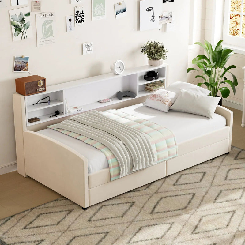Luxurious Upholstered Platform Bed With Storage Drawers by Unique Piece Furniture