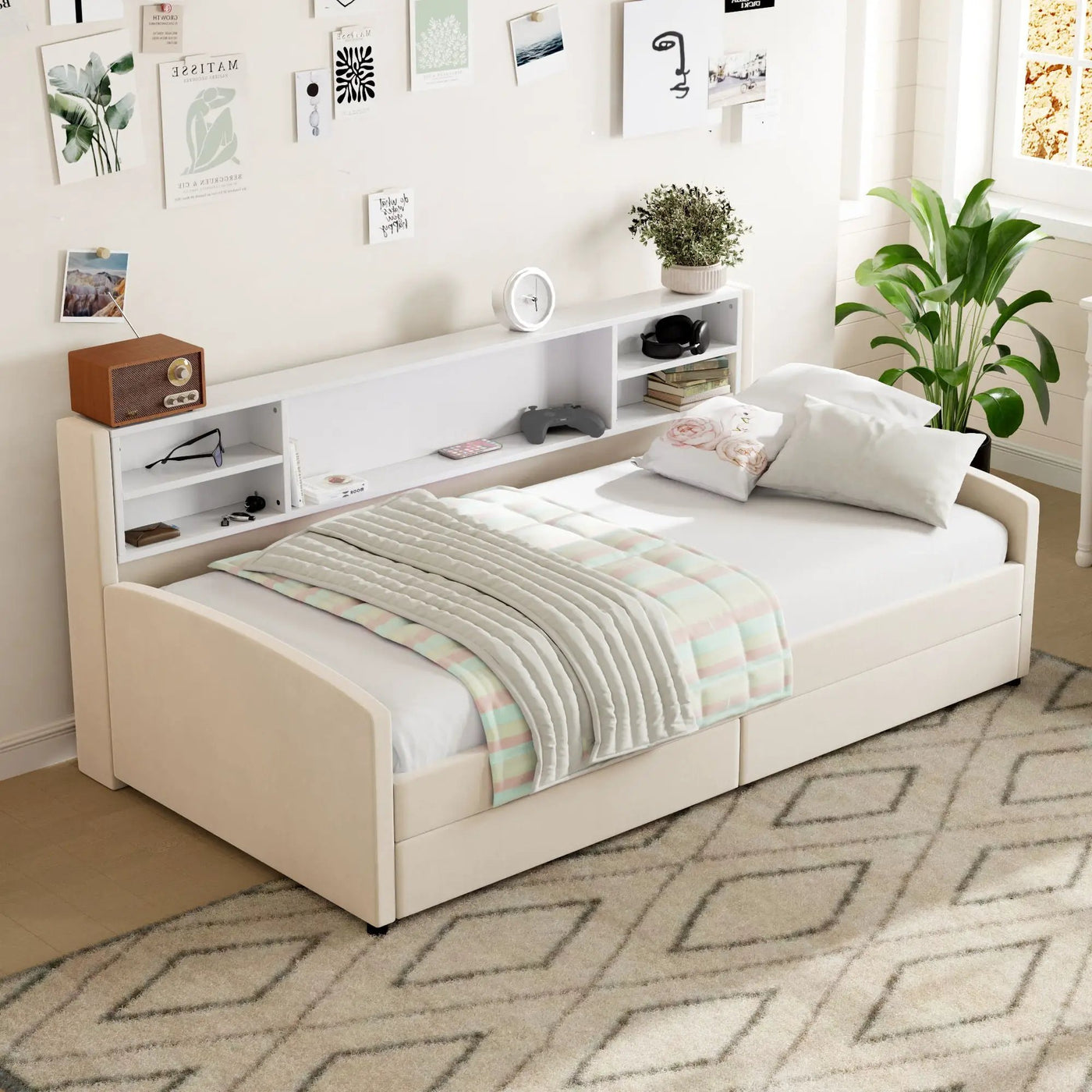 Luxurious Upholstered Platform Bed With Storage Drawers by HouseOfZazla