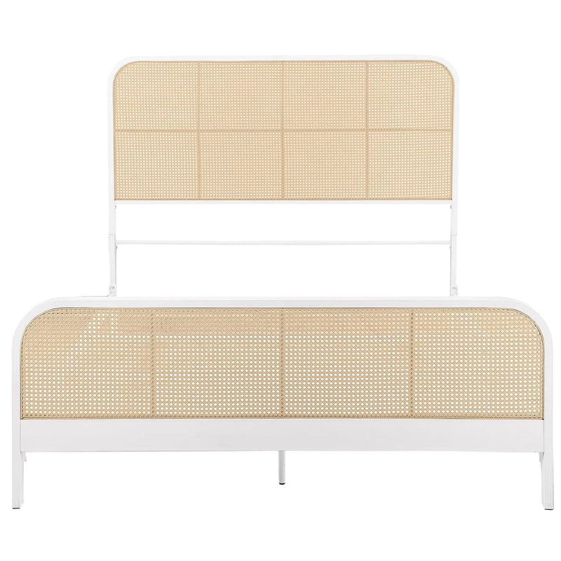 Lanewood Open Cane Webbing Metal Queen Bed White by Unique Piece Furniture