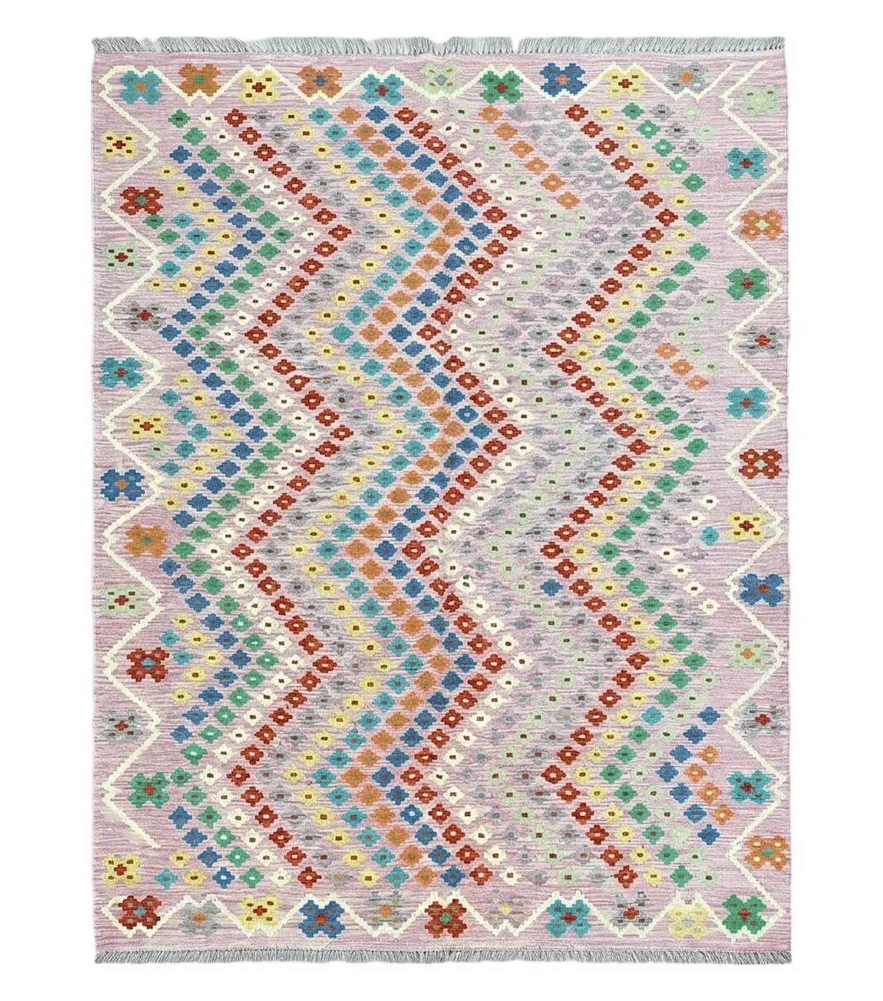 Pink Kilim Rug 6x8 Colorful Turkish Kilim Rug 6 x 8 Flat Weave Kilim Playful Kilim Multicolor Anatolian Chobi New Kilim by Jewel Rugs