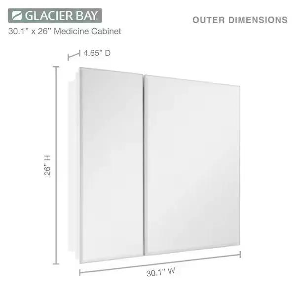 Open Box Glacier Bay 30 in. W x 26 in. H Rectangular Wood Composite Medicine Cabinet with Mirror by Selzalot