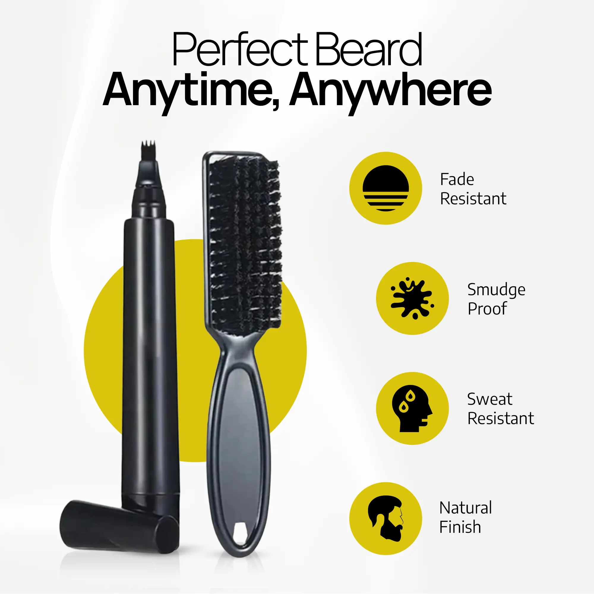 SELZALOT 4-Tip Beard Filler Pen Kit - Waterproof, Sweat-Proof, Long-Lasting Coverage for a Fuller Beard with Brush by Selzalot