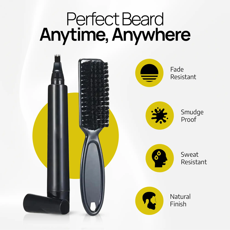 SELZALOT 4-Tip Beard Filler Pen Kit - Waterproof, Sweat-Proof, Long-Lasting Coverage for a Fuller Beard with Brush by Selzalot