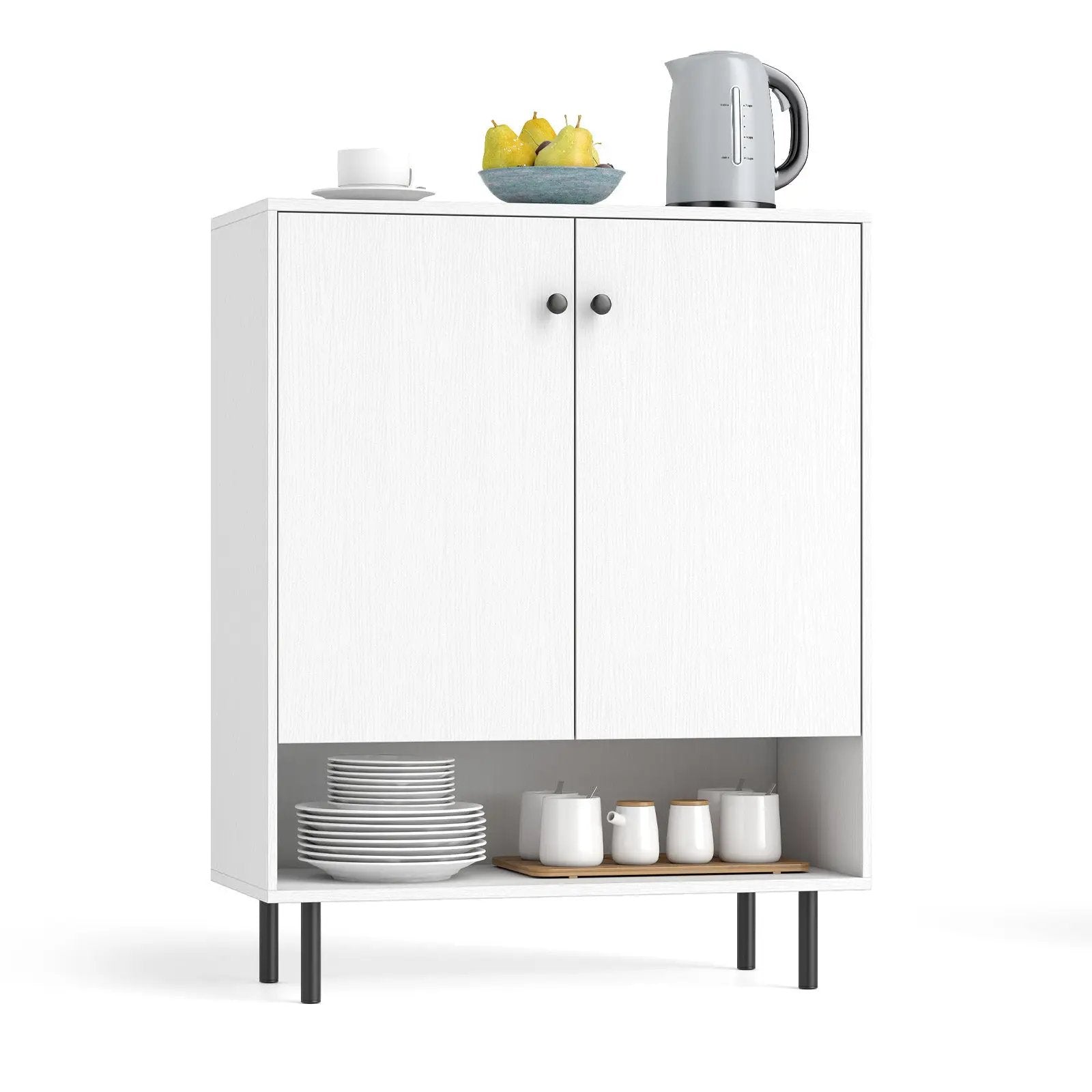 2-Door Sideboard Buffet Cabinet Kitchen with Adjustable Shelf-White by DirectDeals