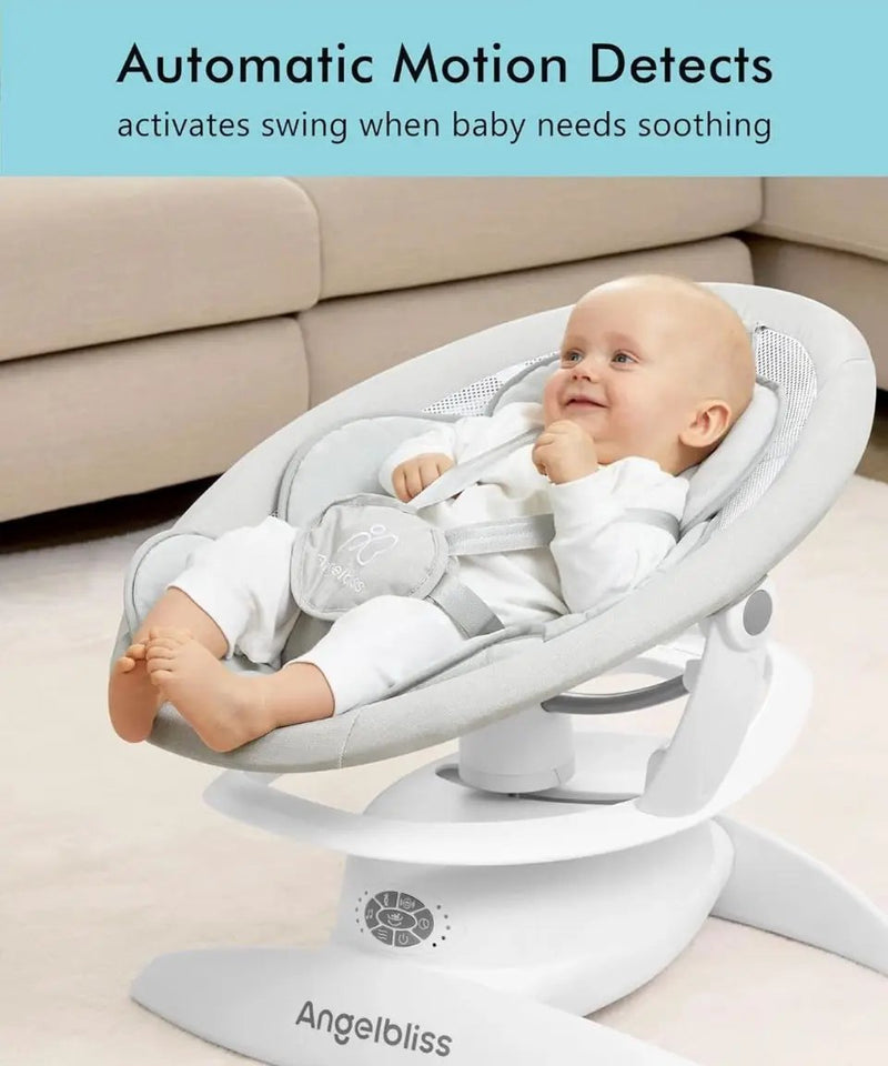 Used Angelbliss 3 in 1 Baby Swing with Motion Detection, Portable Baby Swings for Infants with Removable Rocker & Stationary Seat, Bluetooth Enabled w by Selzalot