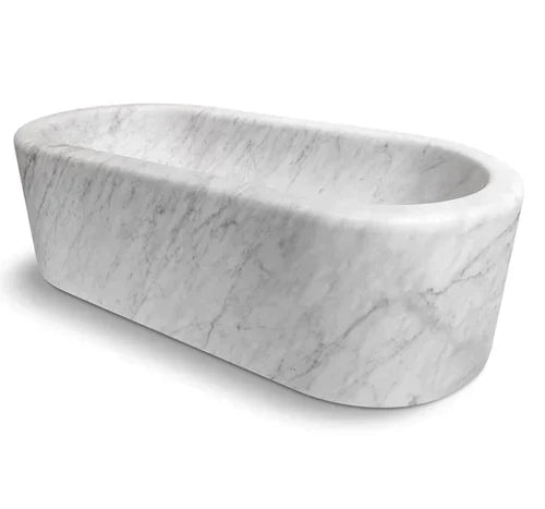 Imperial White Marble Bathtub Hand-carved from Solid Marble Block (W)32" (L)70" (H)20" by GobekDesign