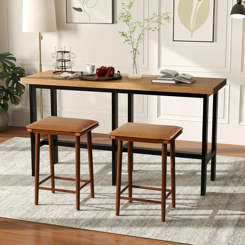 Set of 2 25.5 Inch Barstools with Removable Cushion and Footrest by DirectDeals