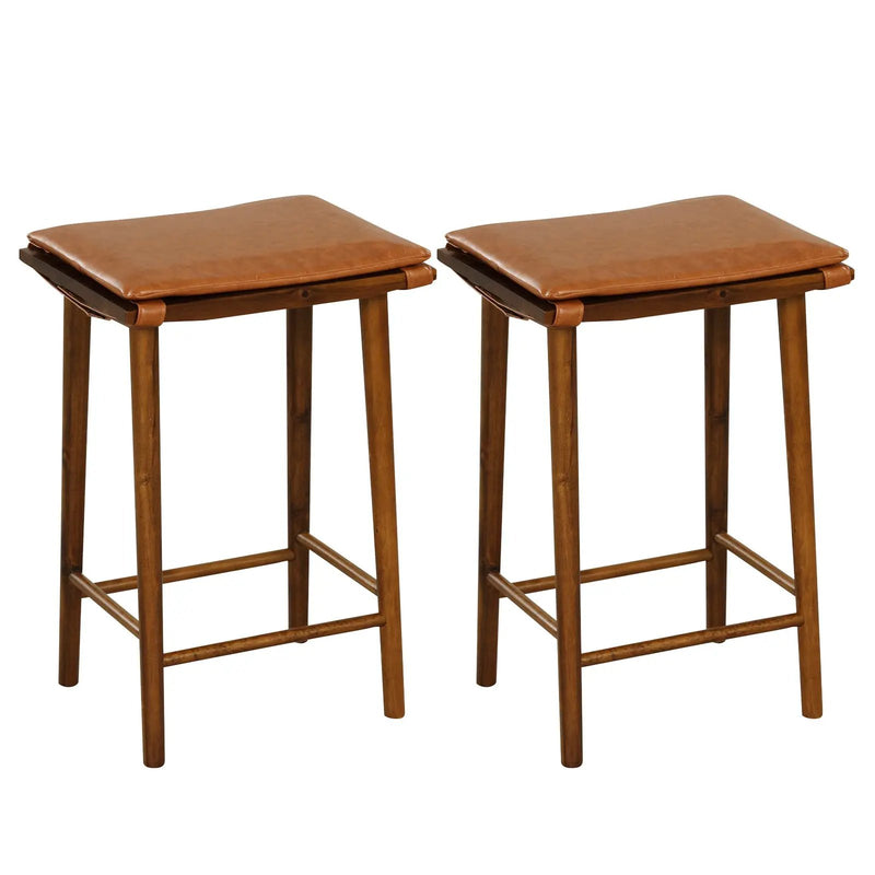 Set of 2 25.5 Inch Barstools with Removable Cushion and Footrest by DirectDeals
