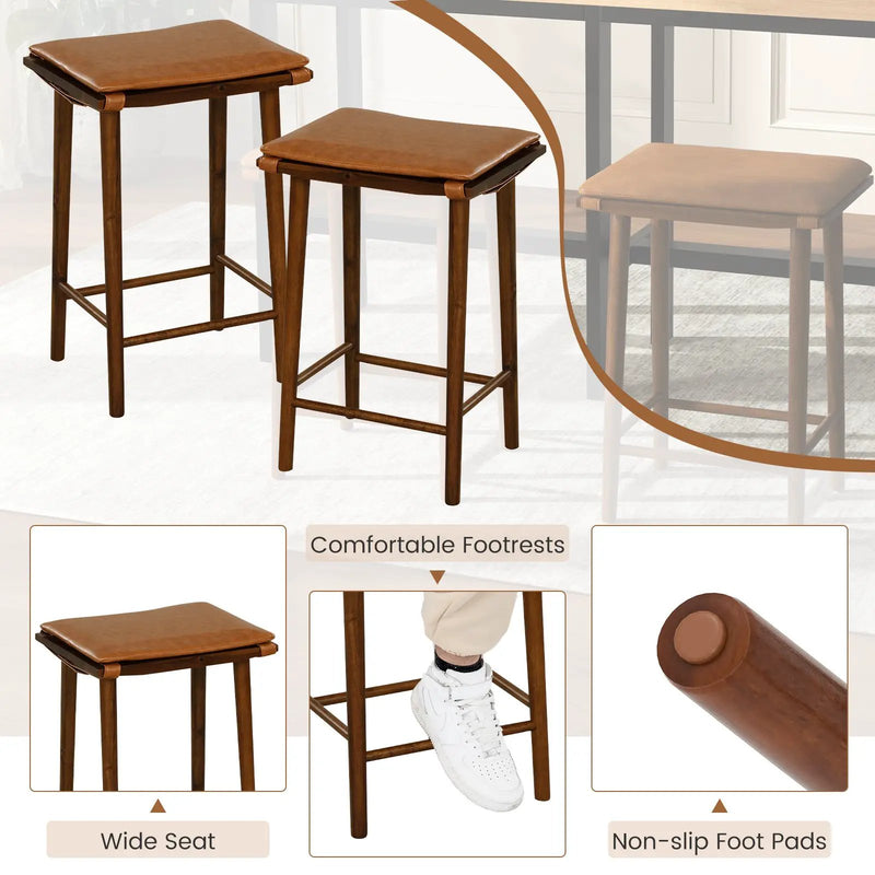 Set of 2 25.5 Inch Barstools with Removable Cushion and Footrest by DirectDeals