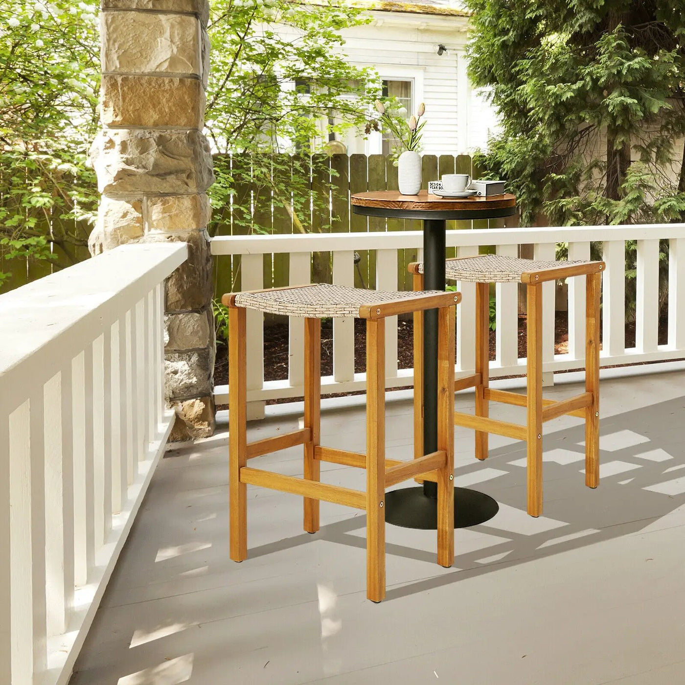 Patio Wood Bar Stools Set of 2/4 by DirectDeals