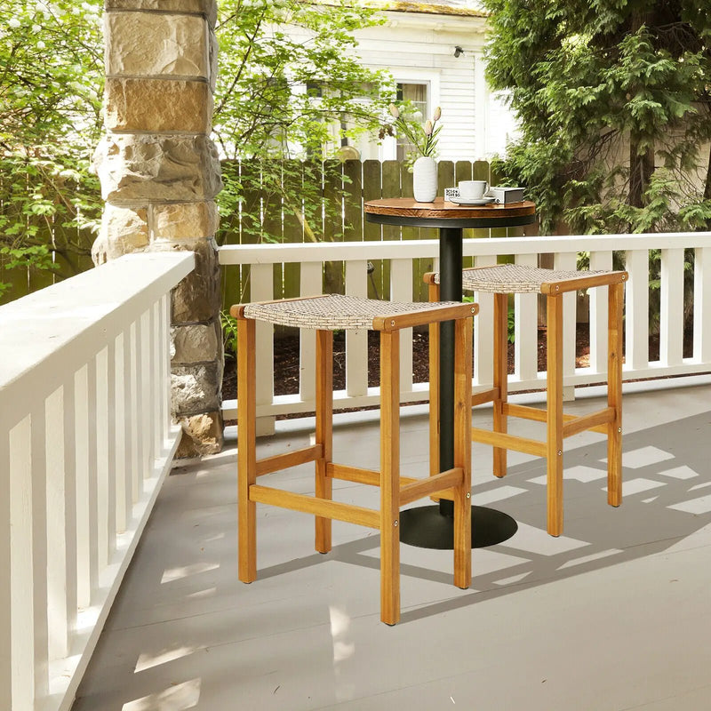 Patio Wood Bar Stools Set of 2/4 by DirectDeals