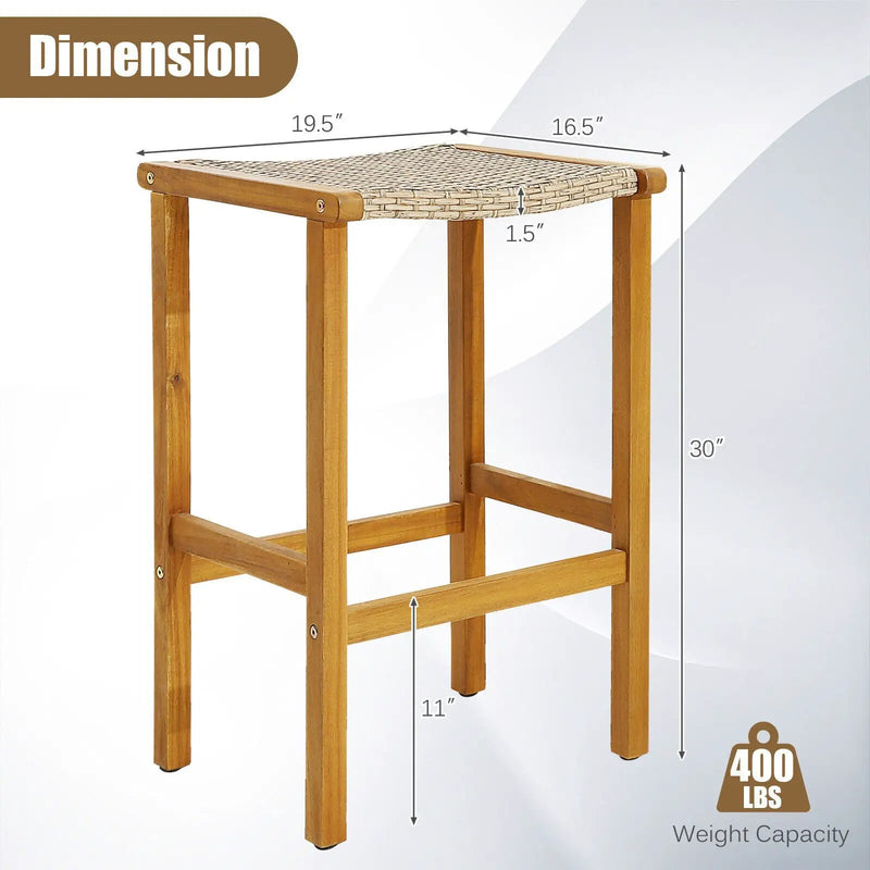 Patio Wood Bar Stools Set of 2/4 by DirectDeals