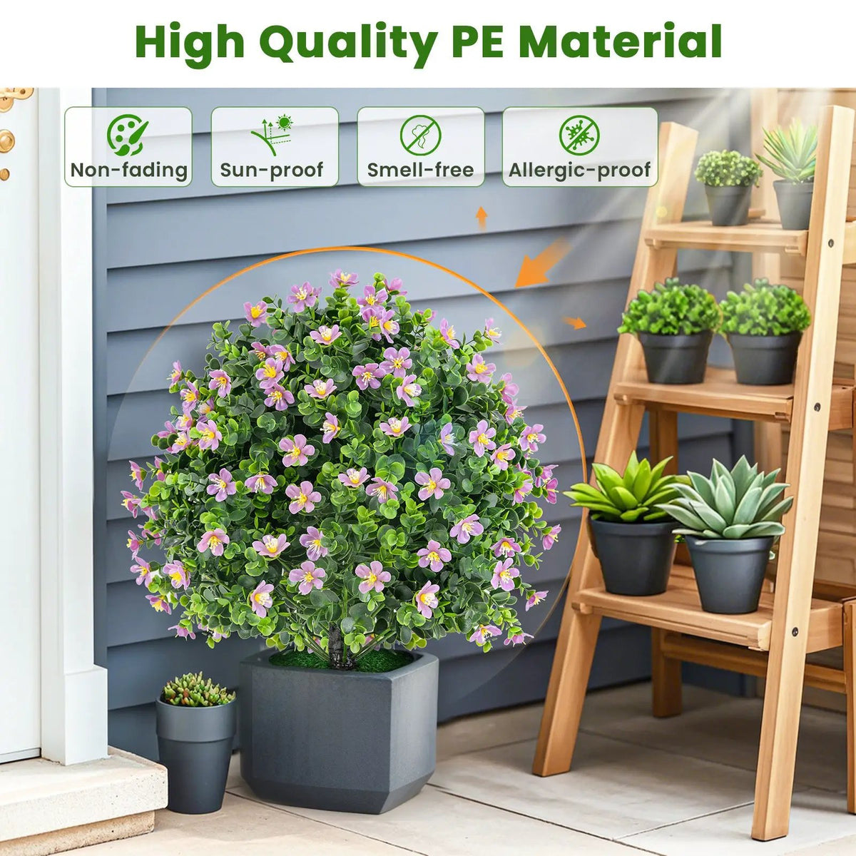 2 Pack Artificial Boxwood Topiary Ball Tree Faux Shrub Bushes with Flowers by DirectDeals