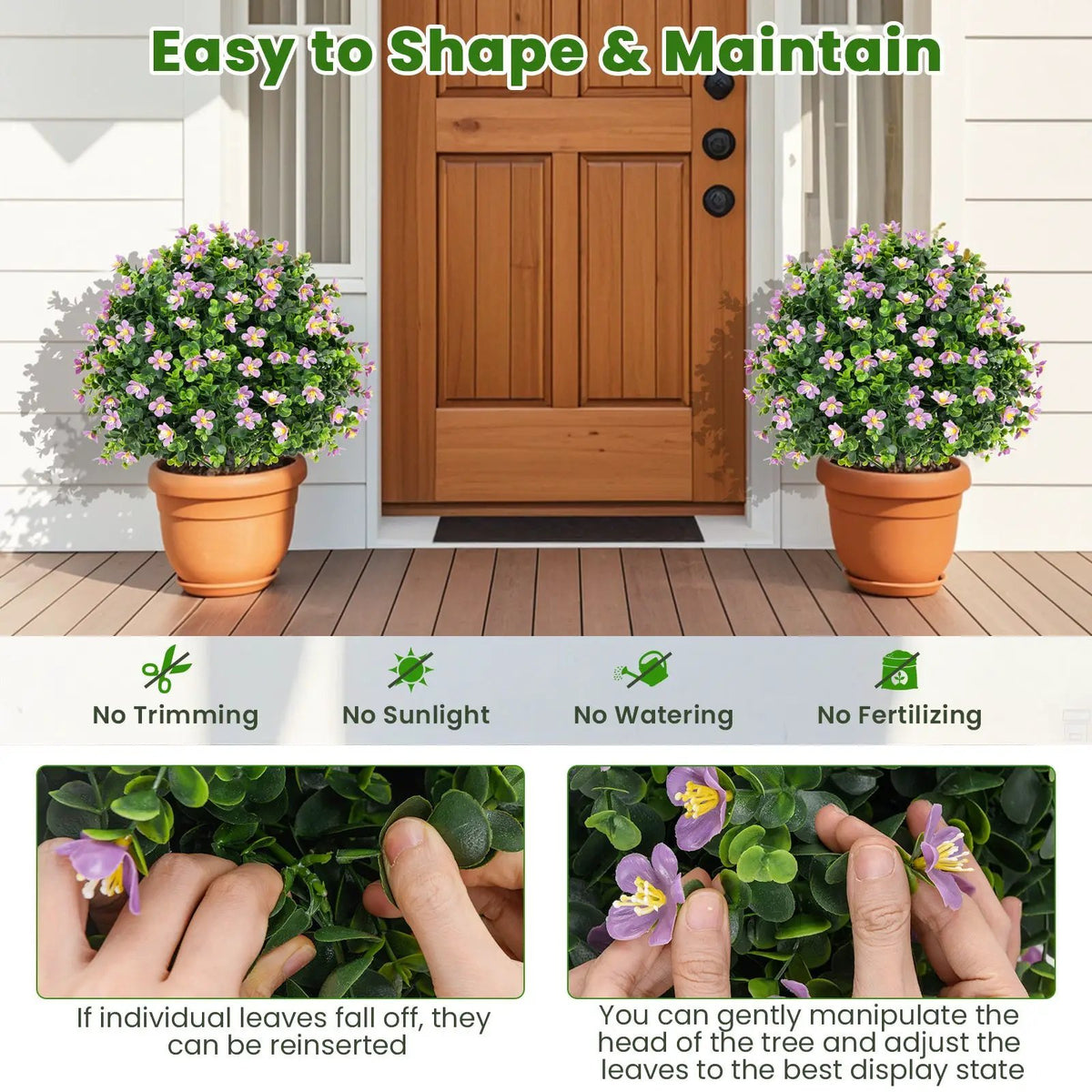 2 Pack Artificial Boxwood Topiary Ball Tree Faux Shrub Bushes with Flowers by DirectDeals