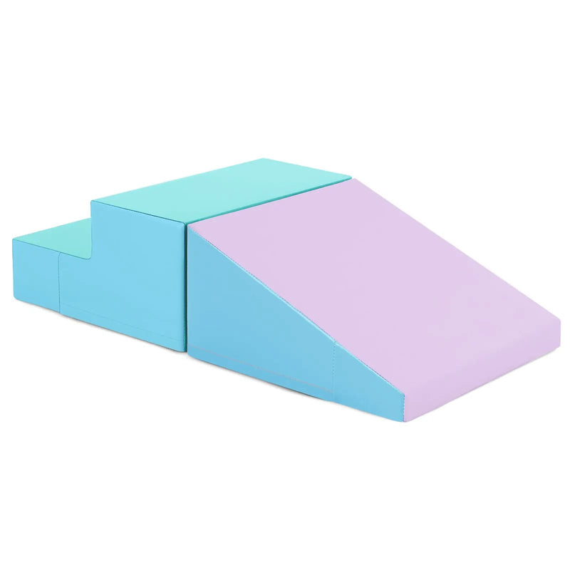 2-Piece Step and Slide Climber for Infants and Toddlers Baby Soft Play Set Foam Blocks-Blue by DirectDeals