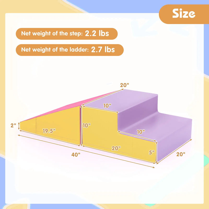 2-Piece Step and Slide Climber for Infants and Toddlers Baby Soft Play Set Foam Blocks-Yellow by DirectDeals
