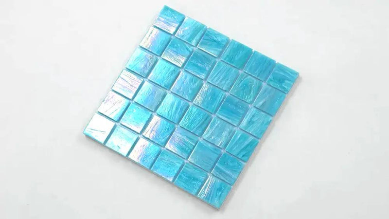 Sky Blue 12x12 Glossy Uniform square Glass Mosaic Tile (10 pack, 10 sq ft/case) by Apollo Tile