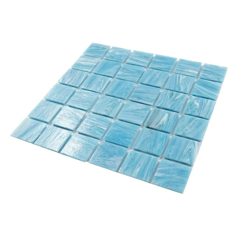 Sky Blue 12x12 Glossy Uniform square Glass Mosaic Tile (10 pack, 10 sq ft/case) by Apollo Tile