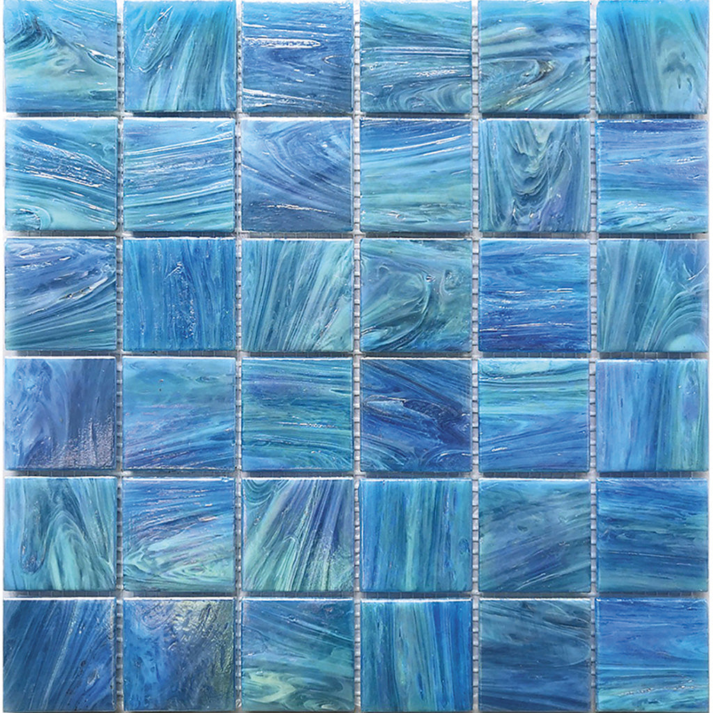 Denim Blue 12x12 Glossy Uniform square Glass Mosaic Tile (10 pack, 10 sq ft/case), photo 2 of 2