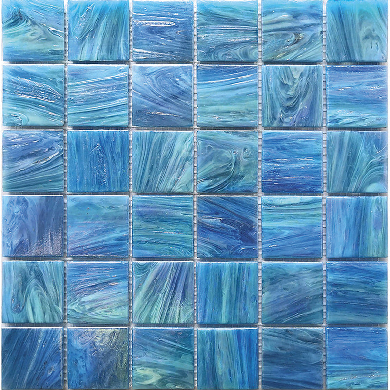 Denim Blue 12x12 Glossy Uniform square Glass Mosaic Tile (10 pack, 10 sq ft/case), photo 2 of 2