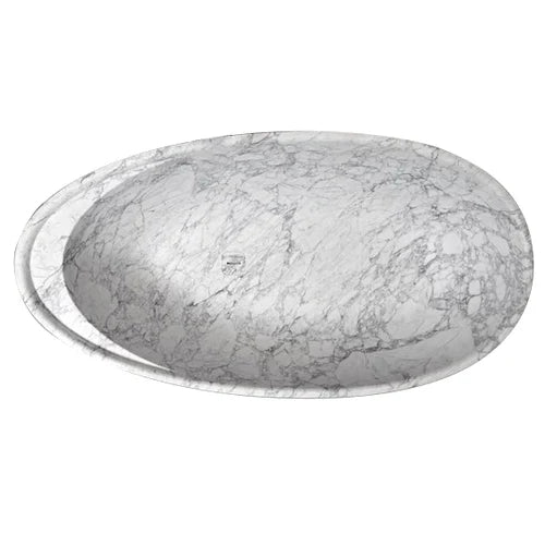 Statuario White Marble Bathtub Hand-carved from Solid Marble Block (W)32" (L)68" (H)20" by GobekDesign