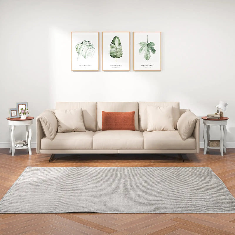 2-Tier Round End Table with Storage Shelf and Solid Rubber Wood Legs-Walnut & White by DirectDeals