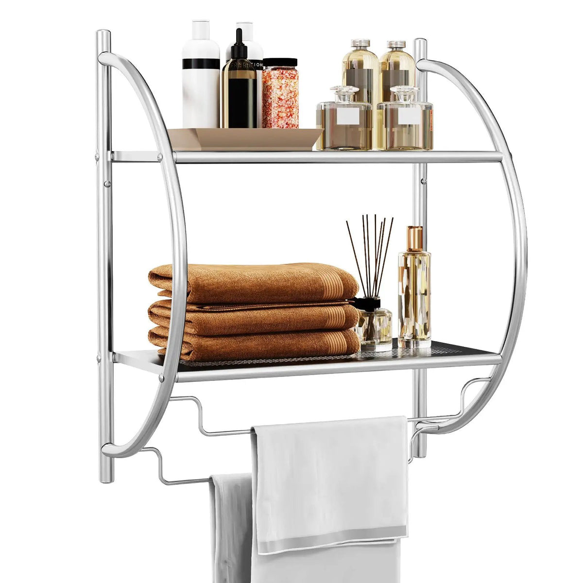 Wall Mounted 2-Tier Bathroom Towel Rack with 2 Towel Bars by DirectDeals