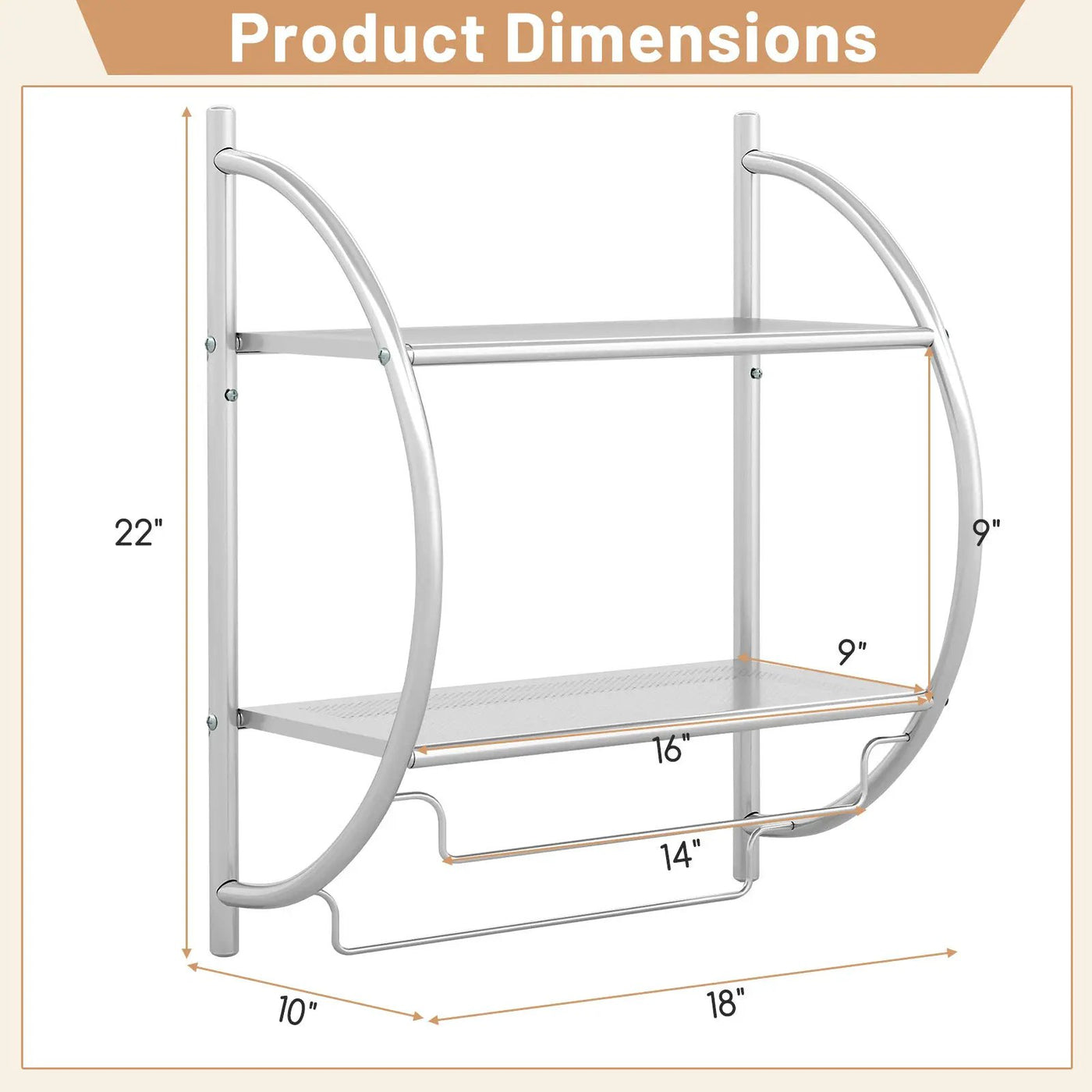 Wall Mounted 2-Tier Bathroom Towel Rack with 2 Towel Bars by DirectDeals