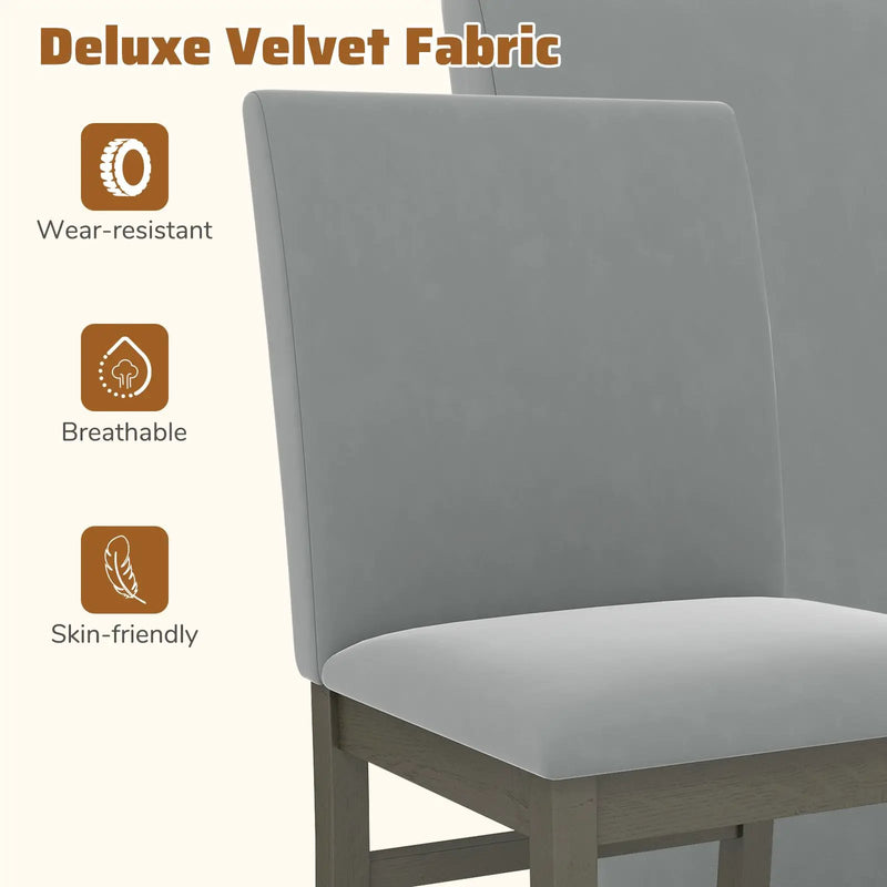 Upholstered Dining Chairs Set of 2 with Rubber Wood Legs and High Back-Gray by DirectDeals