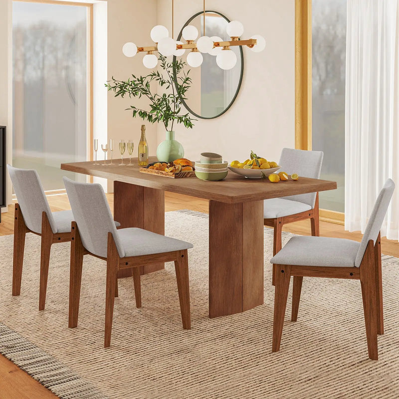 Set of 2 Wooden Dining Chairs Upholstered with High Curved Back-Walnut by DirectDeals