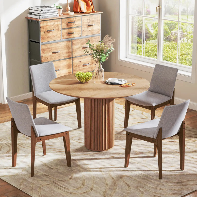 Set of 2 Wooden Dining Chairs Upholstered with High Curved Back-Walnut by DirectDeals